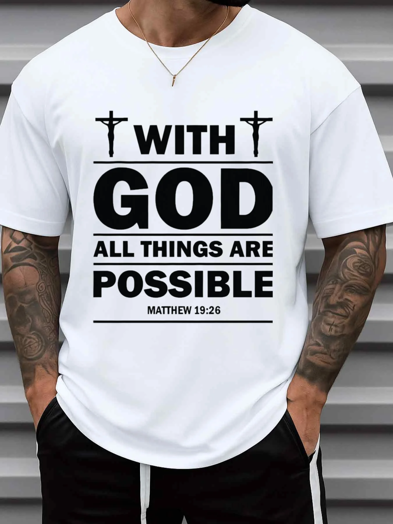 Believe in Possibilities Men's White T-Shirt Comfortable Fit, Casual Crew Neck, Short Sleeves, Printed Design, Street Style, Vintage, Suitable for All Seasons, Digital Heat Transfer, Perfect for Weekends and Casual Occasions, Christmas Gift