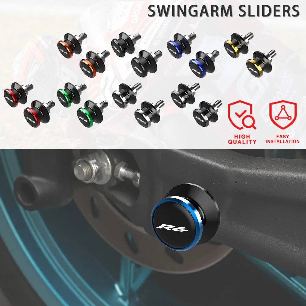 

For YAMAHA YZF R6 Motorcycle M6 Motorcycles Accessories 6MM Swingarm Spools Stand Screws Swingarm Sliders YZF-R6 1999-2022 2023