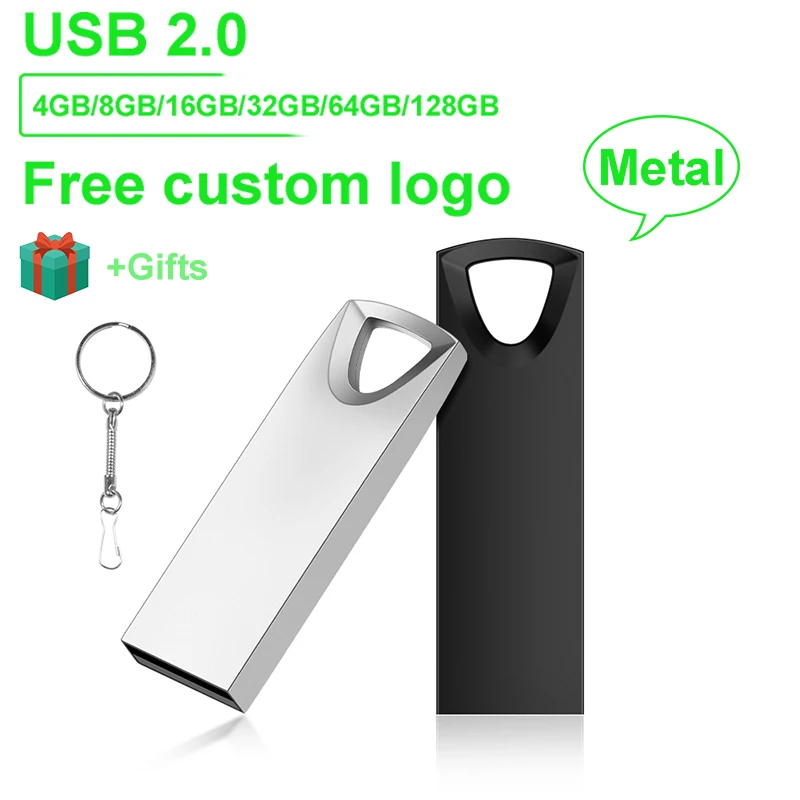 JASTER Black Metal USB Flash Drive 128GB Free Key Chian Memory Stick 64GB High Speed Pendrive 32GB 100% Real Capacity U Disk