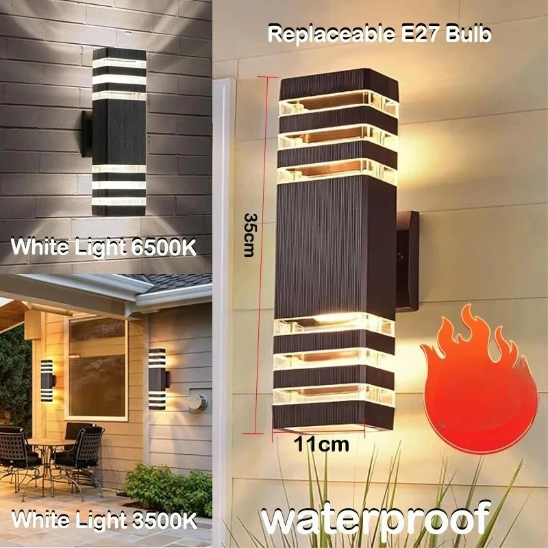 LED Outdoor Wall Lights E27 Up Down Exterior Wall Sconce IP65 Waterproof Led Sconce Lamp for Porch Front Door Garden