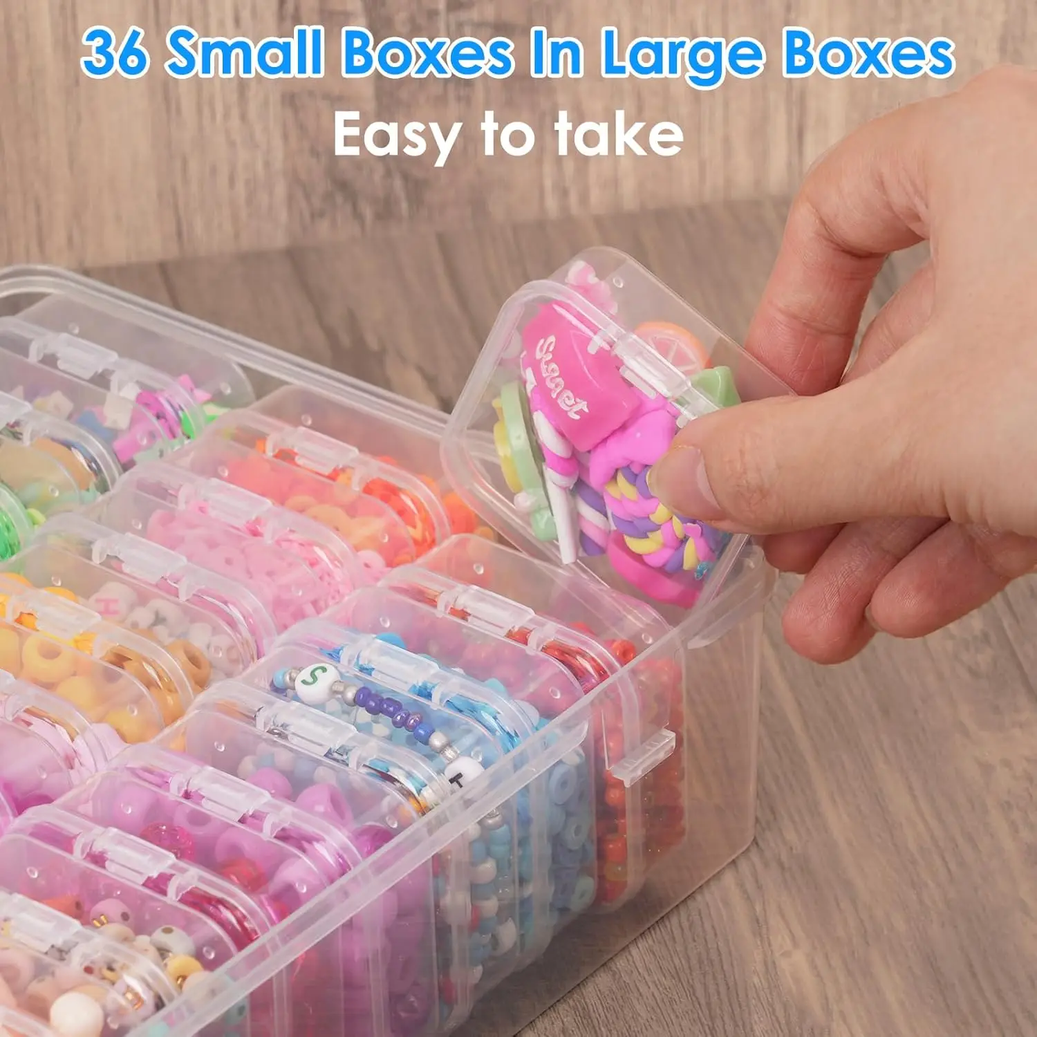 36/72/108 Grids Clear Plastic Bead & Craft Storage Box, Portable Container for Jewelry Making, Color Bead Sorting & Travel Use