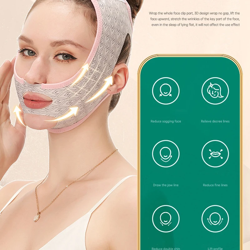 Faja Facial Reafirmante y Moldeadora para Reducir la Papada y Adelgazar el Rostro, con Efecto Lifting y Masaje
