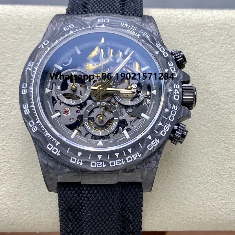 

2025 Customizable logo Luxury Carbon Fiber case 4130 7750 Movement Waterproof Automatic Mechanical Men's Wrist Watch