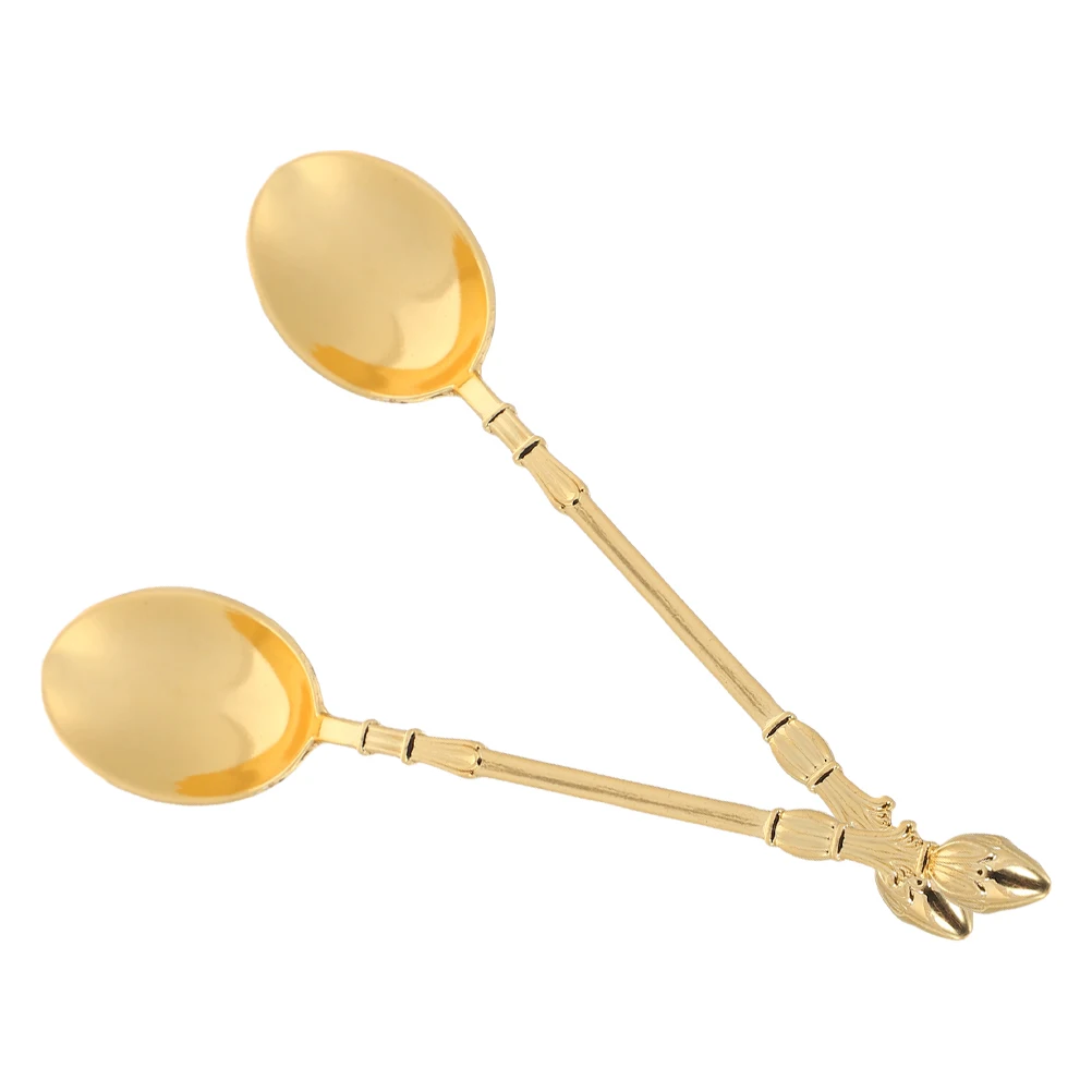 

2pcs Dessert Spoon Cute Mini Alloy Sweet Spoon for Coffee Tea Ice Cream Jelly Cake Mixing Tableware Easy Clean
