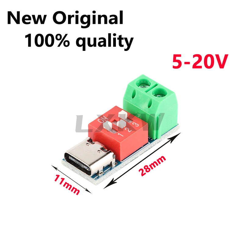 1PCS Type-C PD QC Trigger 5V~20V Dial Code Adjustment DC Voltage Power Module Dial Adjustment Voltage Fast Charging Decoy Module