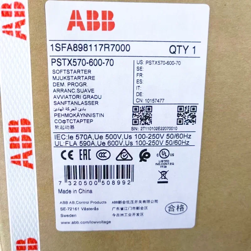 ABB Soft starter 400v 400KW Agente ufficiale originale 1SFA 898118 R7000 PSTX720-600-70 Serie PSTX Nuovissimo ABB