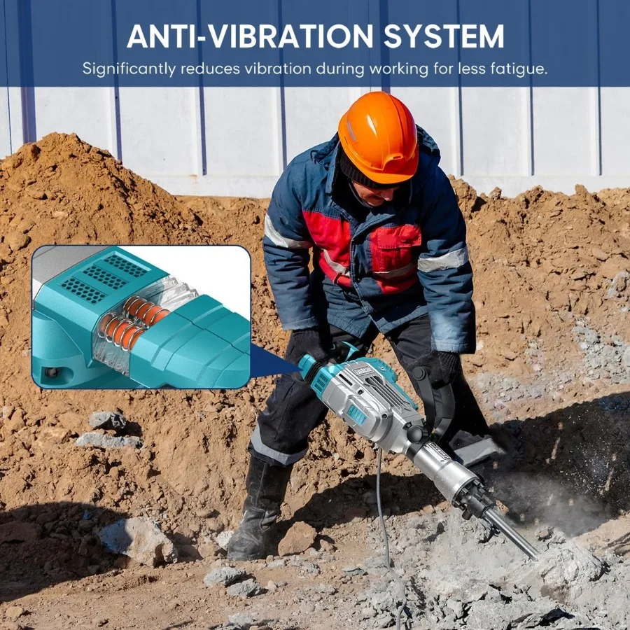 هدم جاك المطرقة 14.5Amp SDS-Hex قواطع الخرسانة 65 جولز الثقيلة التقطيع المطرقة لرصيف الاسمنت و Fl