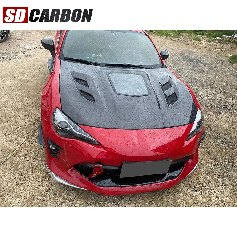 

For Toyota GT86 Subaru BRZ 2012-2018 Carbon Fiber Hood Engine Cover Hood Car Headliner Hood Cutout Cooling Front Cover