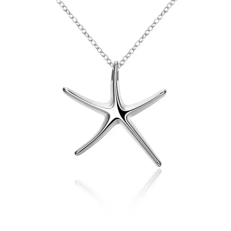 Silver Color Necklace for Women Star Shape Pendant Wholesale Manufacturer Wedding Jewelry Silver Plated Starfish Necklace