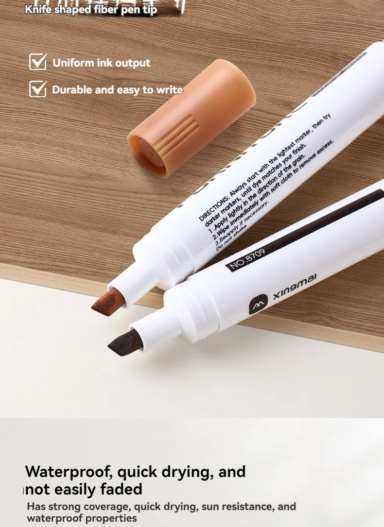 6-12-teiliges Möbel-Reparaturmarker-Set, Holzreparaturstift, Kratzerentferner, Farbauffrischer für Holztische und Schränke – Detail 5