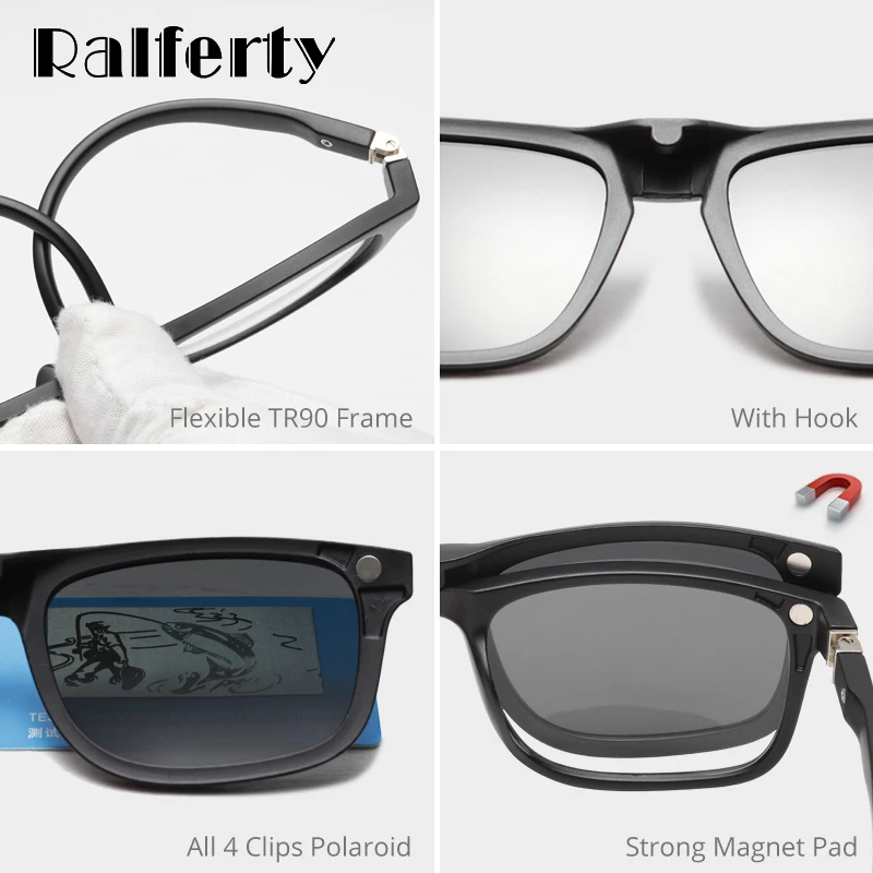 Ralferty TR90 Kids Sunglasses Polarized Magnet Clip On Sunglasses Prescription Grade Glasses Child Spectacle Frames Zero TR8005