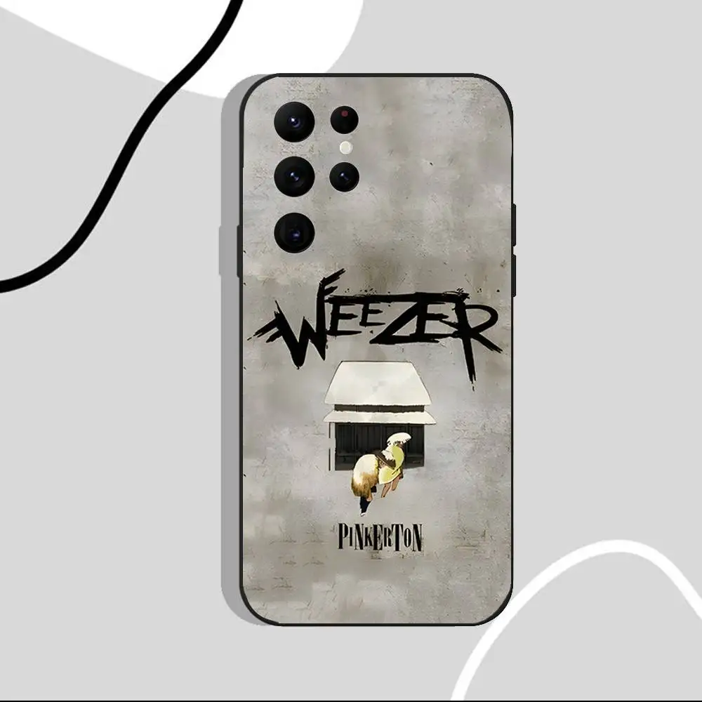 حافظة هاتف Weezer SZNZ للخريف لهاتف سامسونج S25، S24 Ultra، S20، S30 plus، S22 Plus، S23، Ultra 5G غلاف أسود من السيليكون