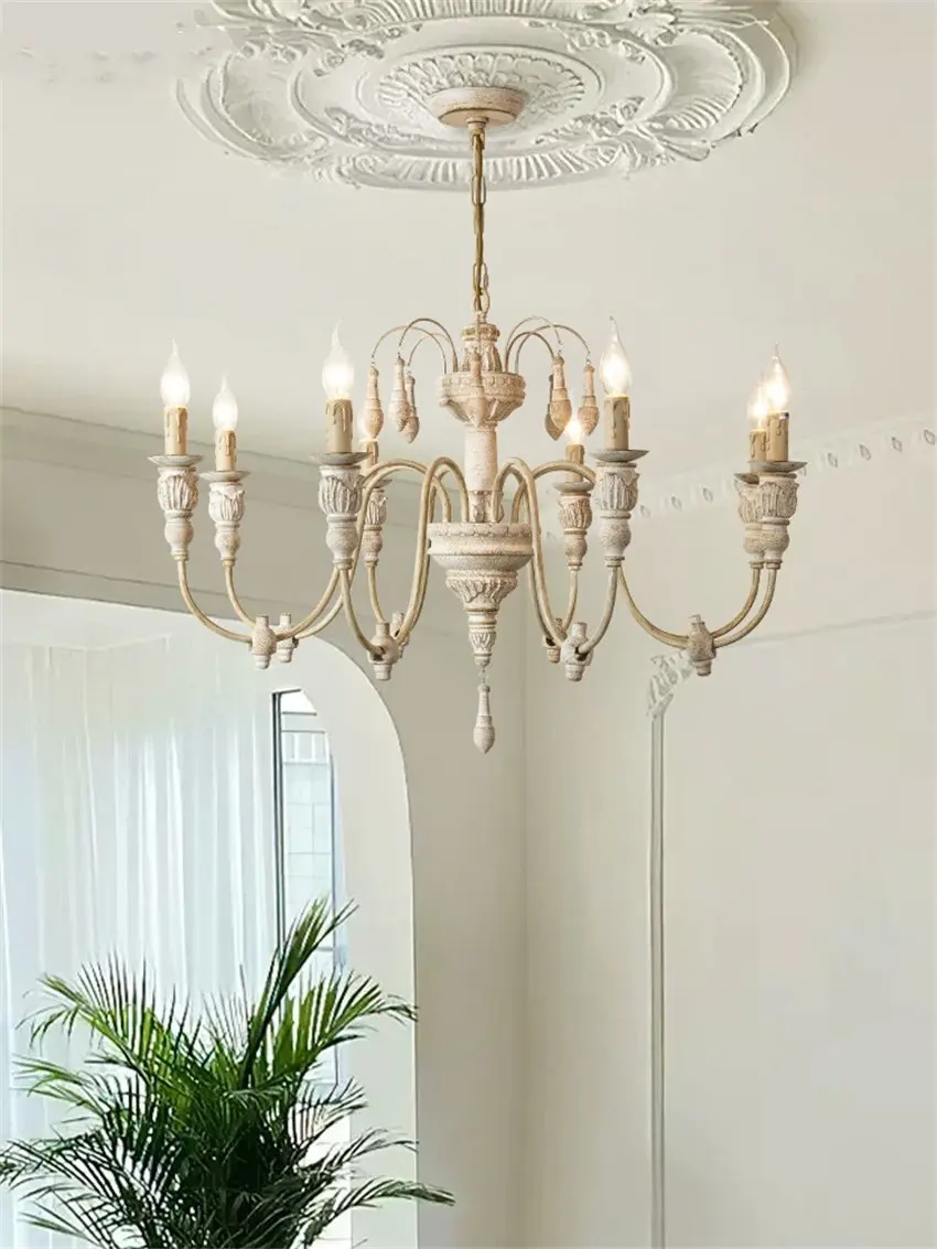 American Wood Aged Style LOFT Chandeliers lights Living Room Vintage Princess Room Bedroom Dining Room Candle pendant lamps