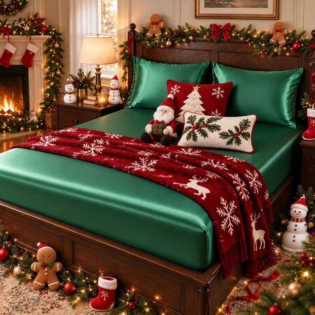 Silky Fitted Sheet Only, Deep Pocket Fits Mattress Up To 13 Inch, Elastic Corner Straps Prevents Slipping, Secure Snug Fit Bottom Sheet, Wrinkle & Fade Resistant Bedding, Twin Full Queen King Multi Sizes for Bedroom Decor