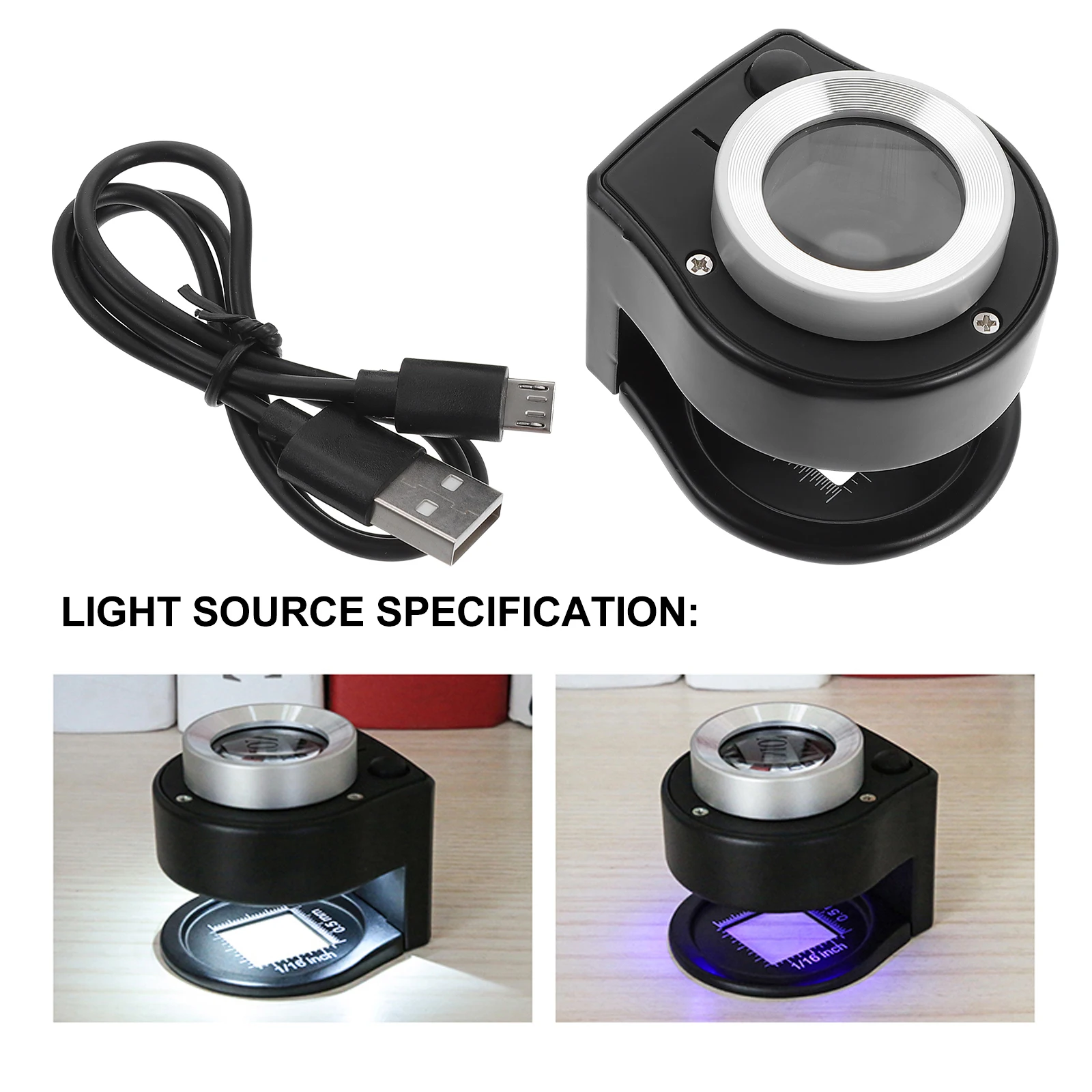 

Metal Grid Magnifier LED Light 30x Portable Desk St Magnifying Glass for Books Maps Circuit Boards Stamps Coin Collectors