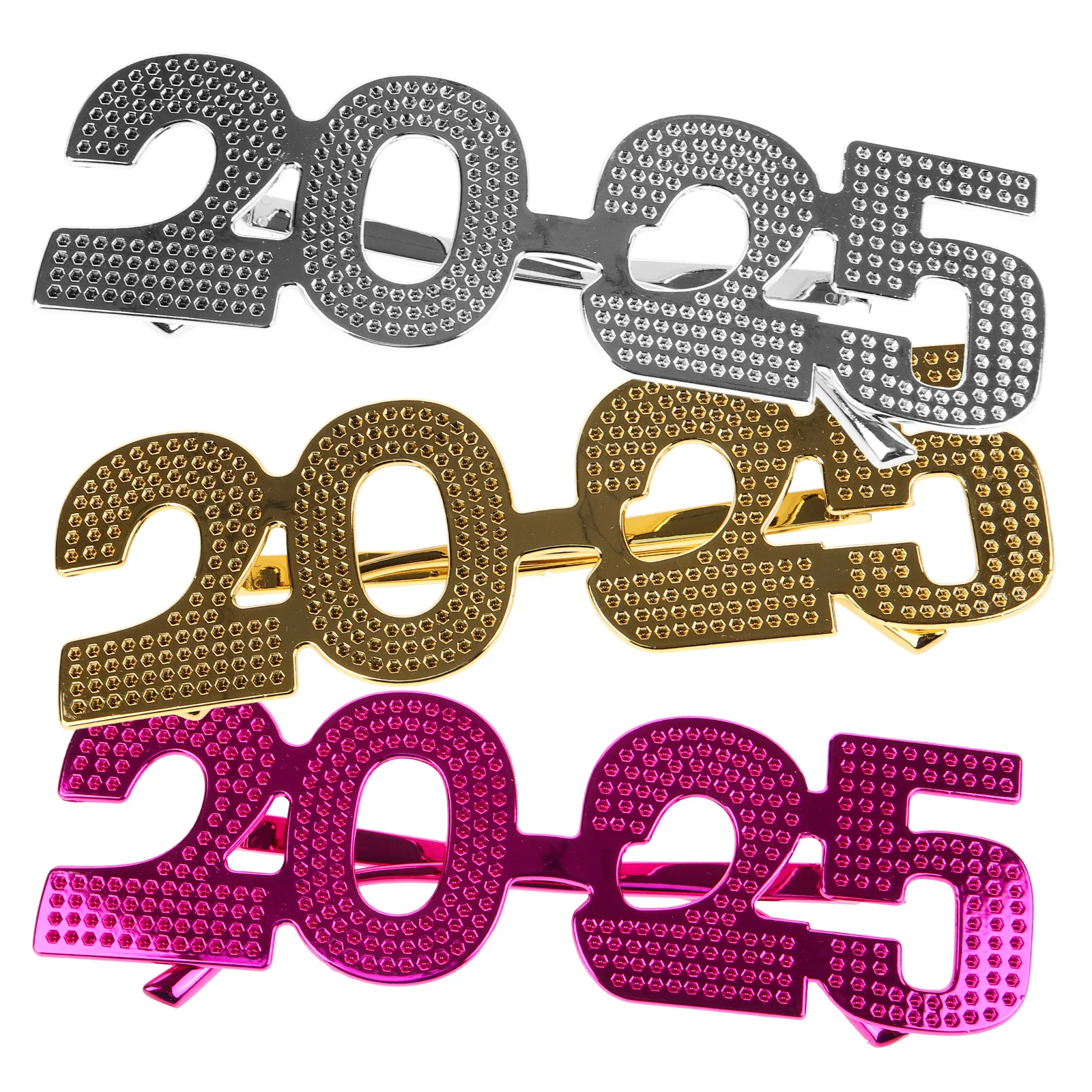 

3Pcs Funny Glasses 2025 Number Eyewear Party Props for New Year Eve Celebration Photo Booth Decorations Plastic Novelty