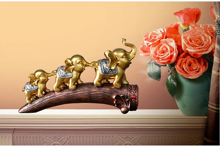 Southeast Asia OFFICE HOME company Decoration art efficacious Mascot Talisman Auspicious good luck Elephant family art statue