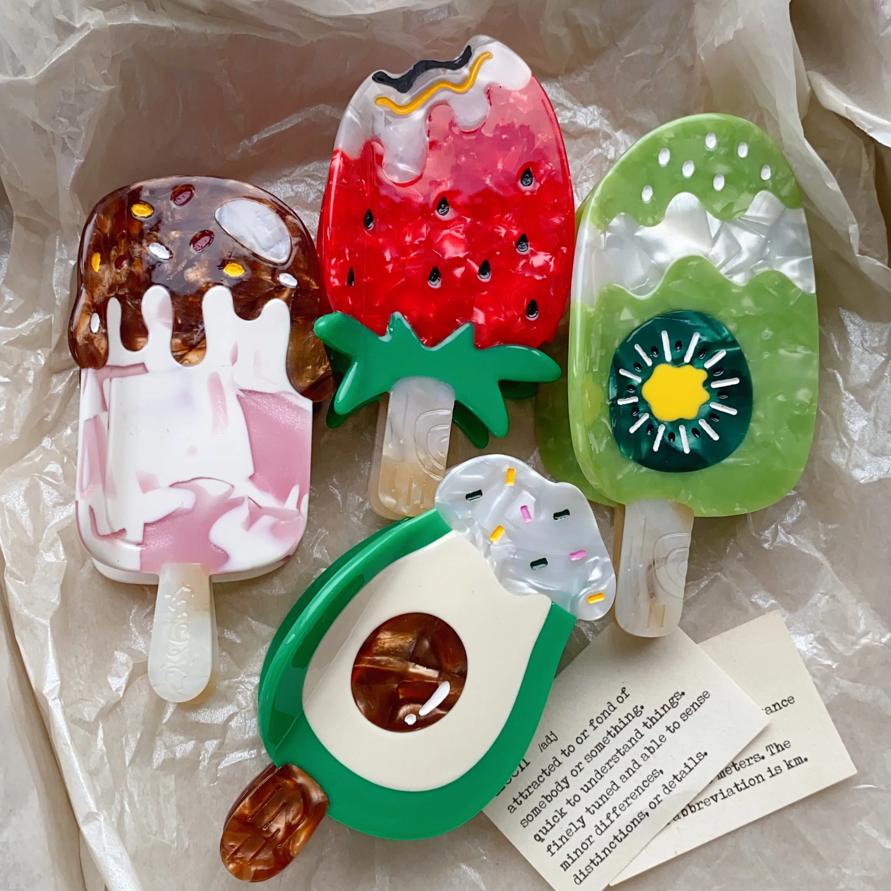 

Cute Fruit Ice Cream Acetic Acid Hair Claw Clips Strawberry Avocado Kiwi Shape Hair Clamps Summer Sweet Hair Accessories Women