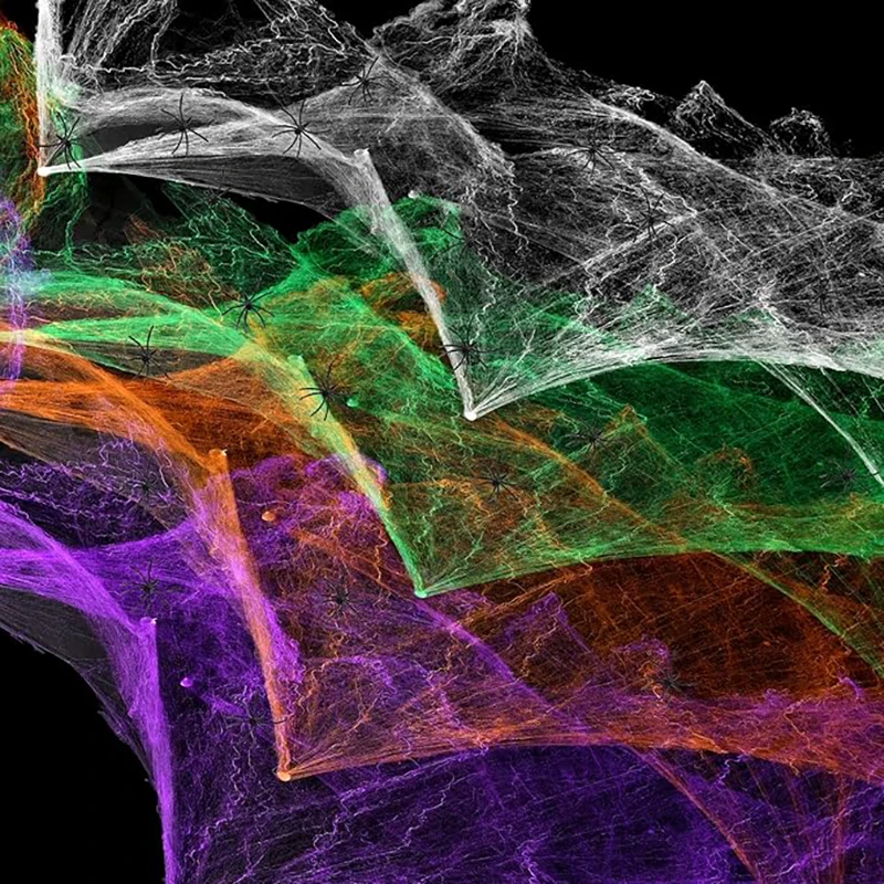 ديكور الهالوين DIY شبكة عنكبوت مناسبة لجو رعب نافذة الحديقة أشجار الفناء المنزل مكتب حفلة منزل مسكون #2