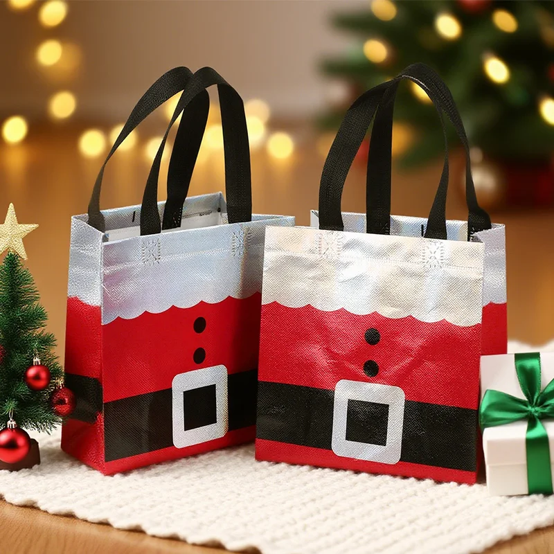 

5/10Pcs Christmas Gift Wrapping Bag Santa Claus Non-Woven Tote Bag 2025 Christmas Decoration For Home New Year Kids Gift Favors