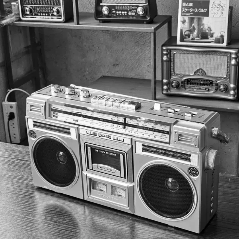 Retro Nostalgic Stereo Dual Channel Tape Machine Cassette Machine Radio Recorder Bluetooth