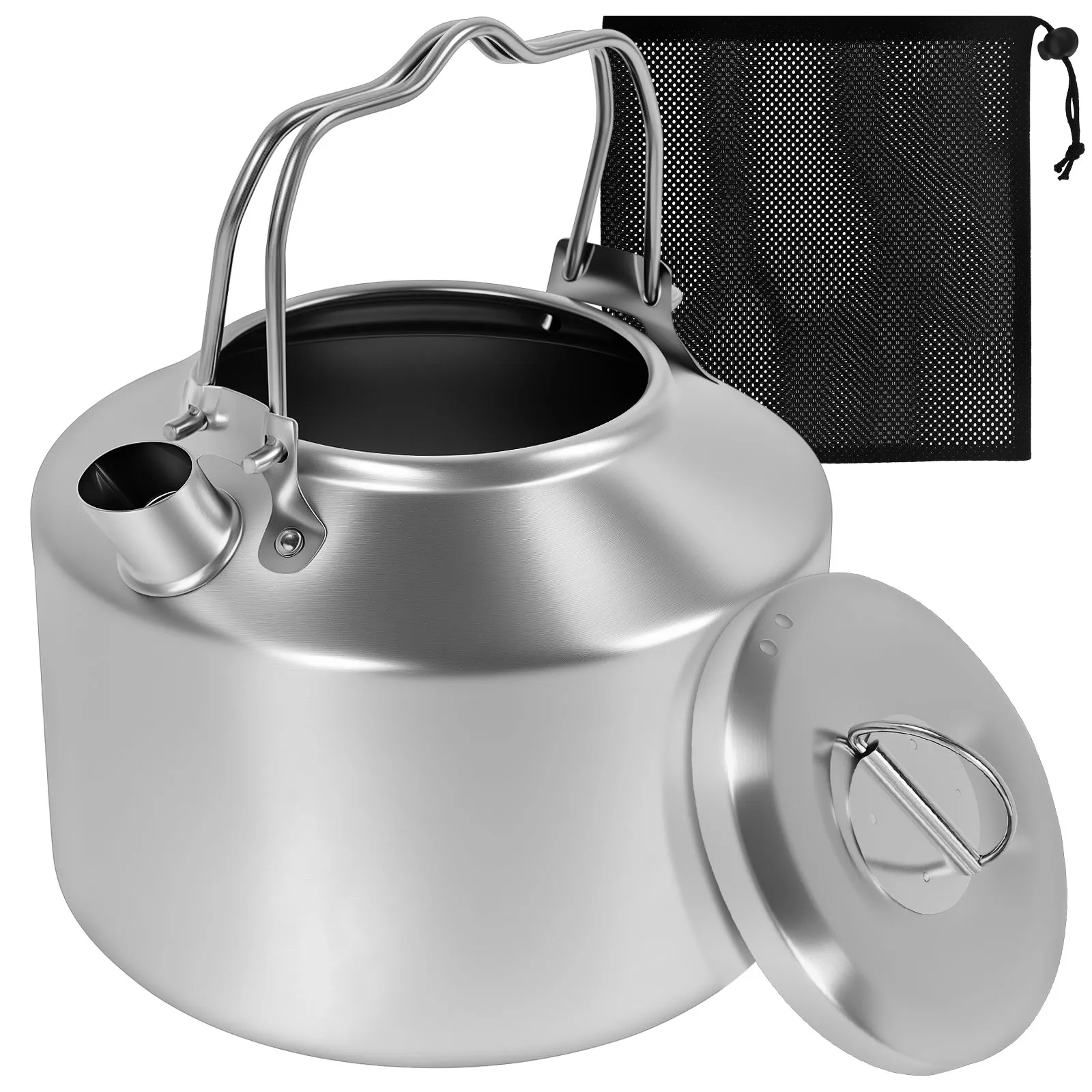 Stainless Water Kettle Teapot Camping Kettle Whistling Teakettle Coffee Kettle Oolong Tea Jug Home Office Coffee Tools Cookware