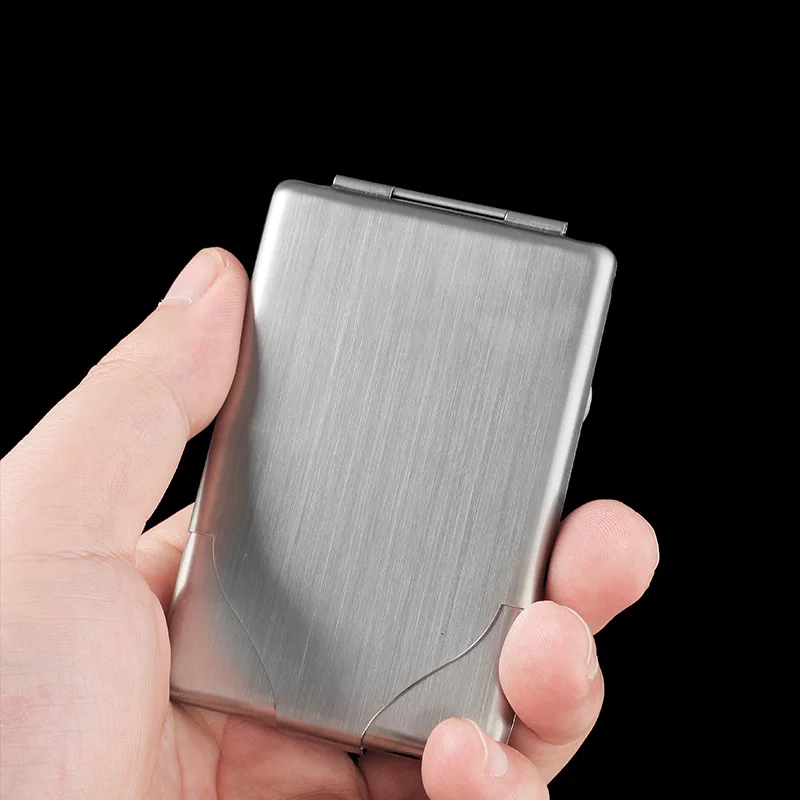 حافظة سجائر جديدة من الفولاذ المقاوم للصدأ قابلة للطي، مقاومة للضغط والرطوبة، تصميم أزياء شخصي، سلع محمولة مدمجة #4