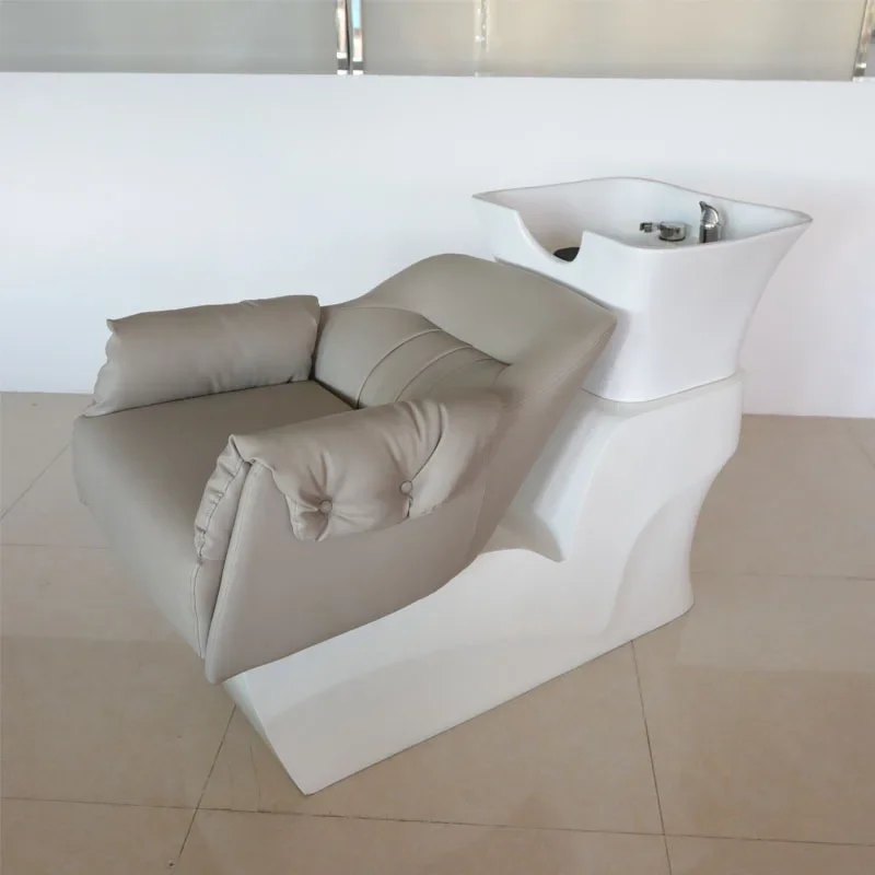 Barbershop special shampoo bed, high-end semi-reclining punch bed, light luxury Internet celebrity shampoo flush bed with footre