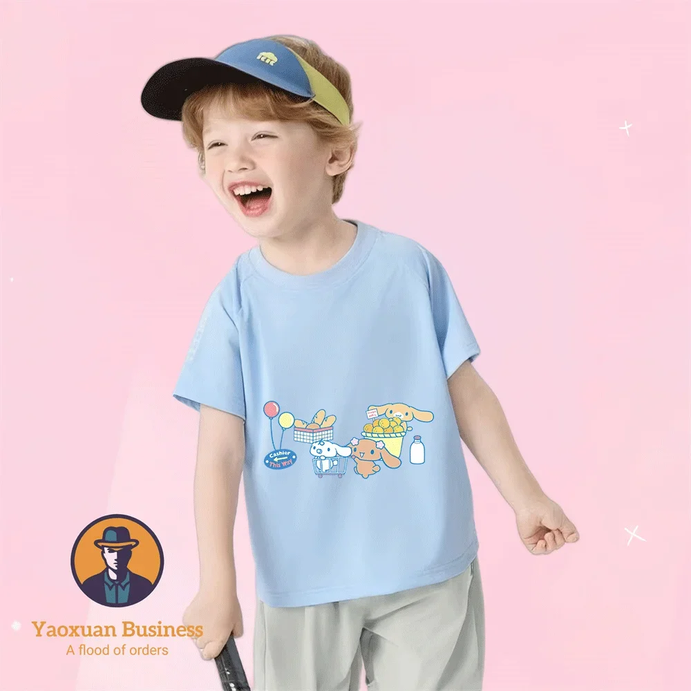 

2-14Y Boys Girls Round Neck Cinnamon Cartoon Printed Tee Pure Cotton Summer Casual Daily Outfit