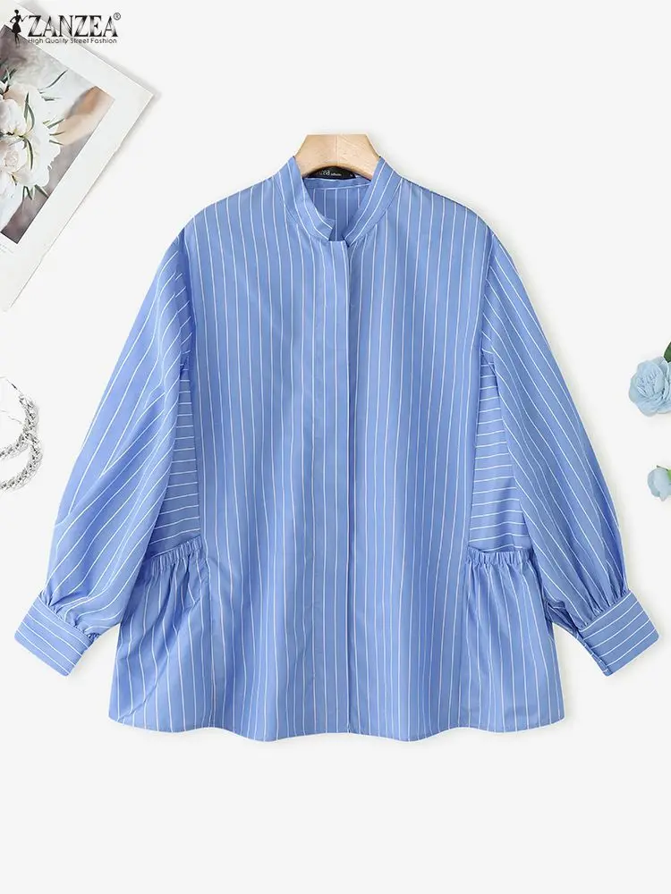 ZANZEA Stijlvolle Herfst Shirts Vrouwen Lange Mouw Tops Kantoor Streep Blouse 2025 Elegante OL Werk Shirt Casual Knop Blusas Mujer
