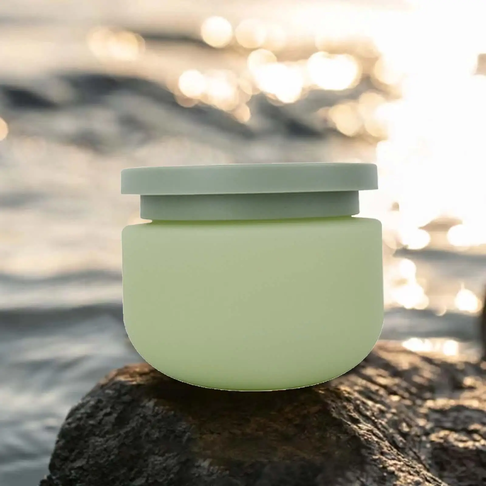 Empty Cosmetic Container Plastic Cream Jar Green Lid Leakproof Compact for Body Cream Scrub and Masks