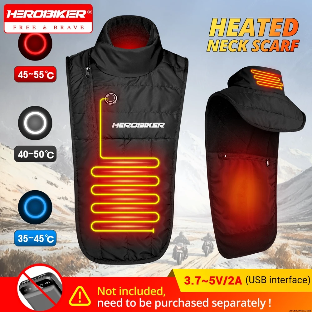 

HEROBIKER шарф с подогревом, зимний лыжный шарф с подогревом, защита для шеи, нагрудники, воротник для езды на велосипеде, нагрудный шарф, самонагревающийся шарф для шеи