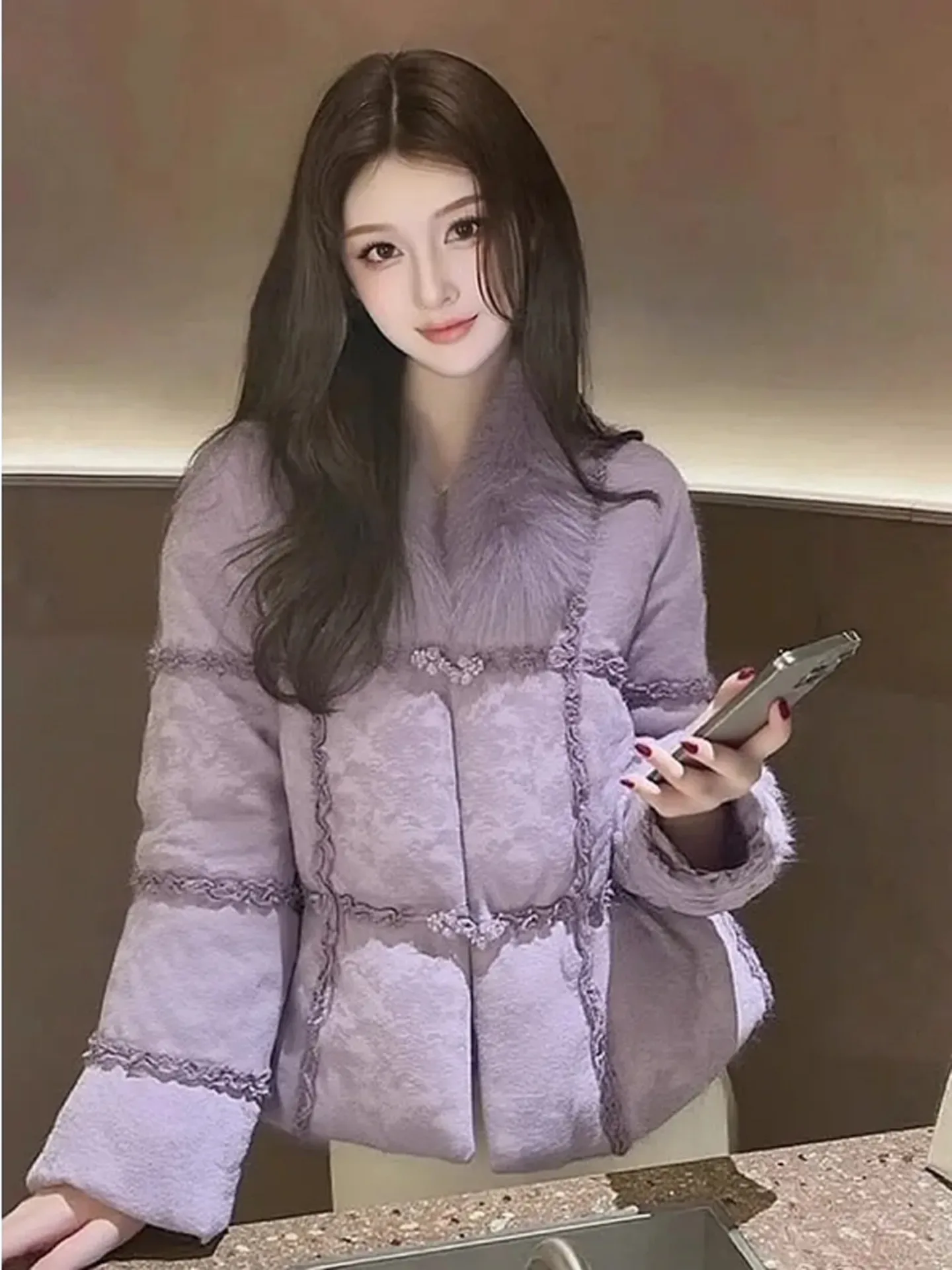 

New Chinese Sle Purple Cotton Jaet Women's Winter Large Size Warm Soft Unique ort Cotton Clothes Comfortable Coat