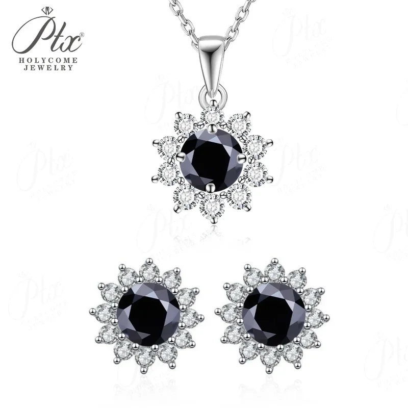 � ​ Sonnenblumen-Ohrstecker, Anhänger-Halskette, Moissanit-Schmuckset, stapelbar, S925 Sterling Silber, mehrfarbig, hypoallergene Charms – Detail 15