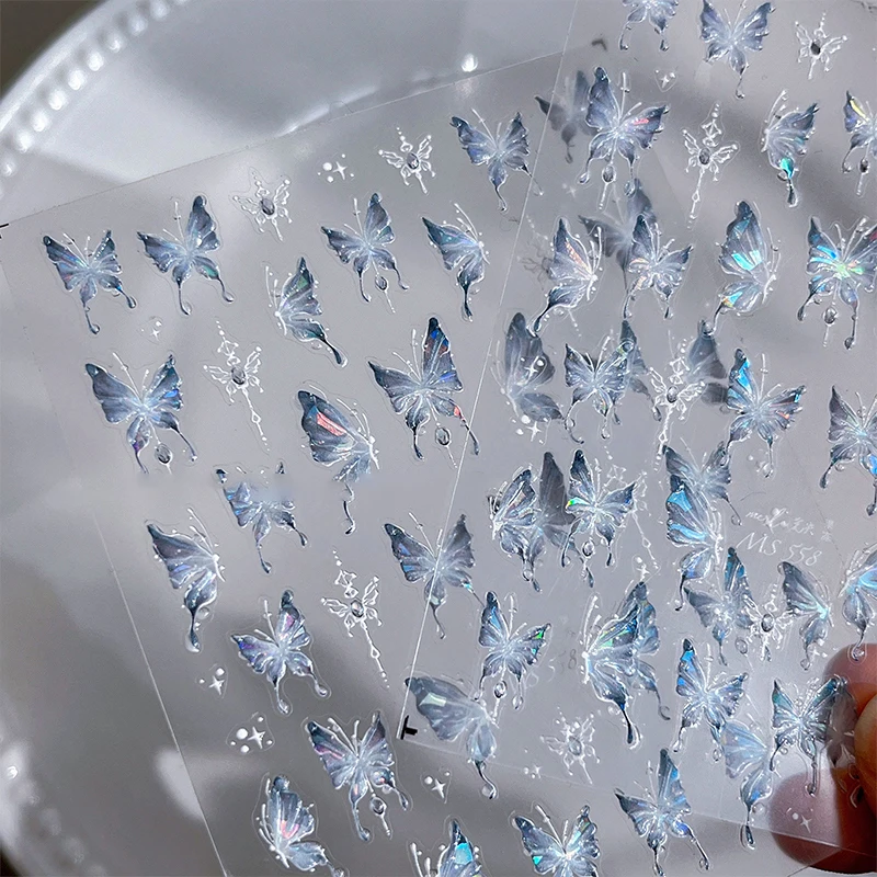 Autocollant pour ongles brillant en forme de papillon, autocollant stéréoscopique pour Salon d'art, bricolage, amateurs de Nail Art