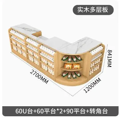 Supermarket solid wood checkout counter Small snack store mother and baby store fruit store convenience store checkout counter