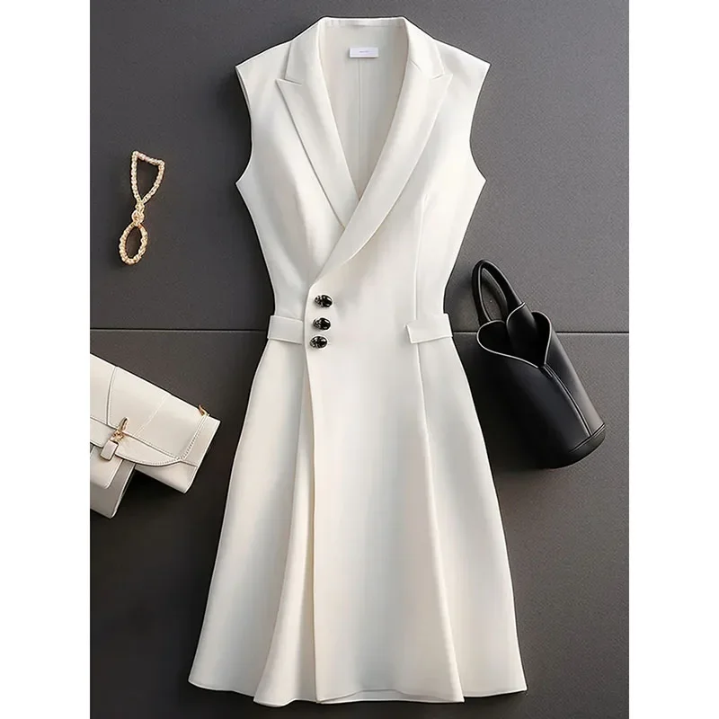 

Spring Summer 2025 New Sleeveless High-end Exquisite Women's Vest Jacket Slimming Fashion Temperament Female Leisure Suit Dress