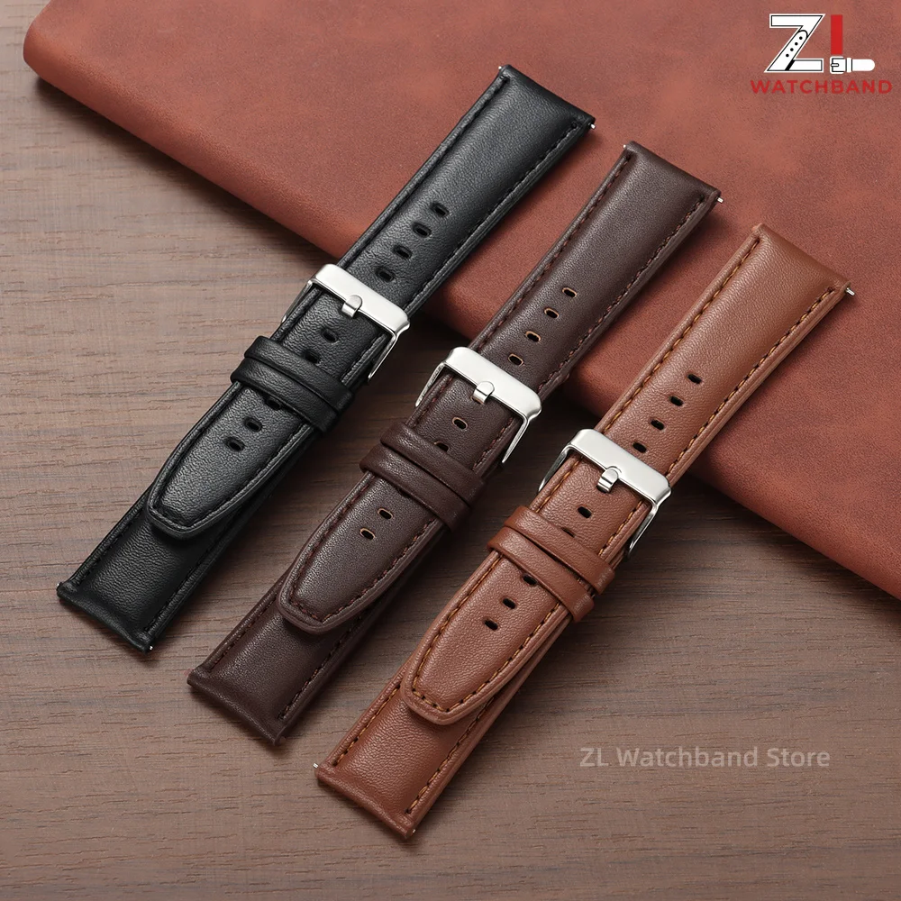 20mm 22mm Leather Watch Strap for Rolex for Omega Replacement Watchband Black Brown Quick Release Bracelet for Men Women Band