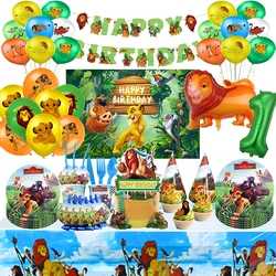 Disney Lion King Birthday Party Decoration Paper Cups Plates Tablecloth Backdrop Banner Number Balloons Kids Tableware Supplies