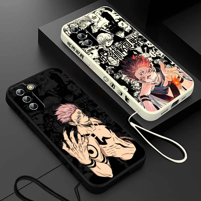 Jujutsu Kaisen Yuji Sukuna Cover For Samsung Galaxy S26 S25 S24 S23 S22 S21 S20 Ultra FE Plus Liquid Left Rope Phone Case