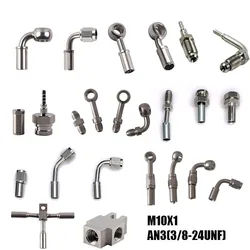 Automotive Stainless Steel Brake Hose fitting Connector Adapter M10 0 °28°90°Male16X1.5 10X1Female Crimping Joint Universal Moto