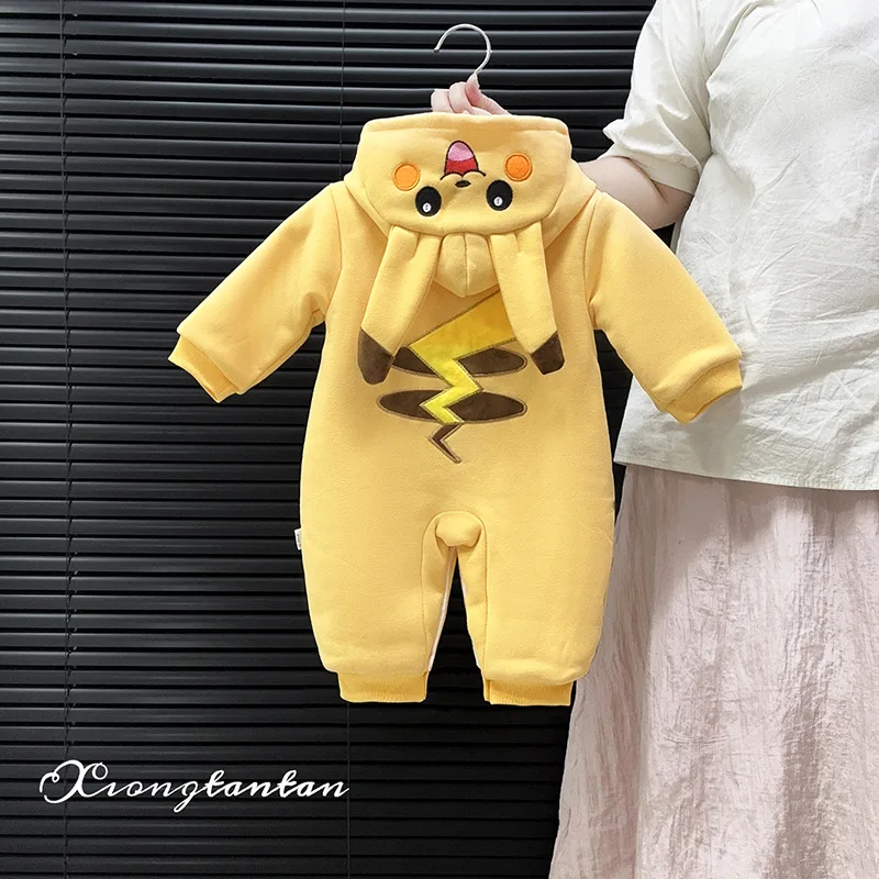 Pokemon Pikachu Cartoon Baby Pyjamsa Newborn Winter Long-Sleeved Clothing Kids Rompers Babies Toddler\'S Clothes Costume Onesie