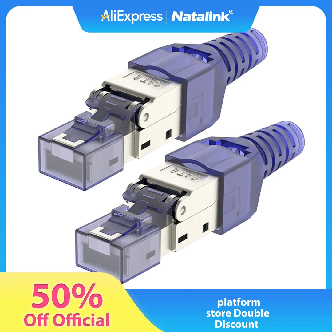 Natalink RJ45 CAT8 Cat7 CAT6A Connector Tool-Free, Toolless RJ45 Termination Plug Reusable Shielded for Ethernet Cables 10Gbps