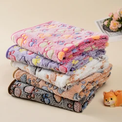 Warm Dog Blanket For Small Large Dogs Cats Paw Print Puppy Sofa Bed Mat Yorkshire Golden Retriever Soft Blankets Pet Supplies