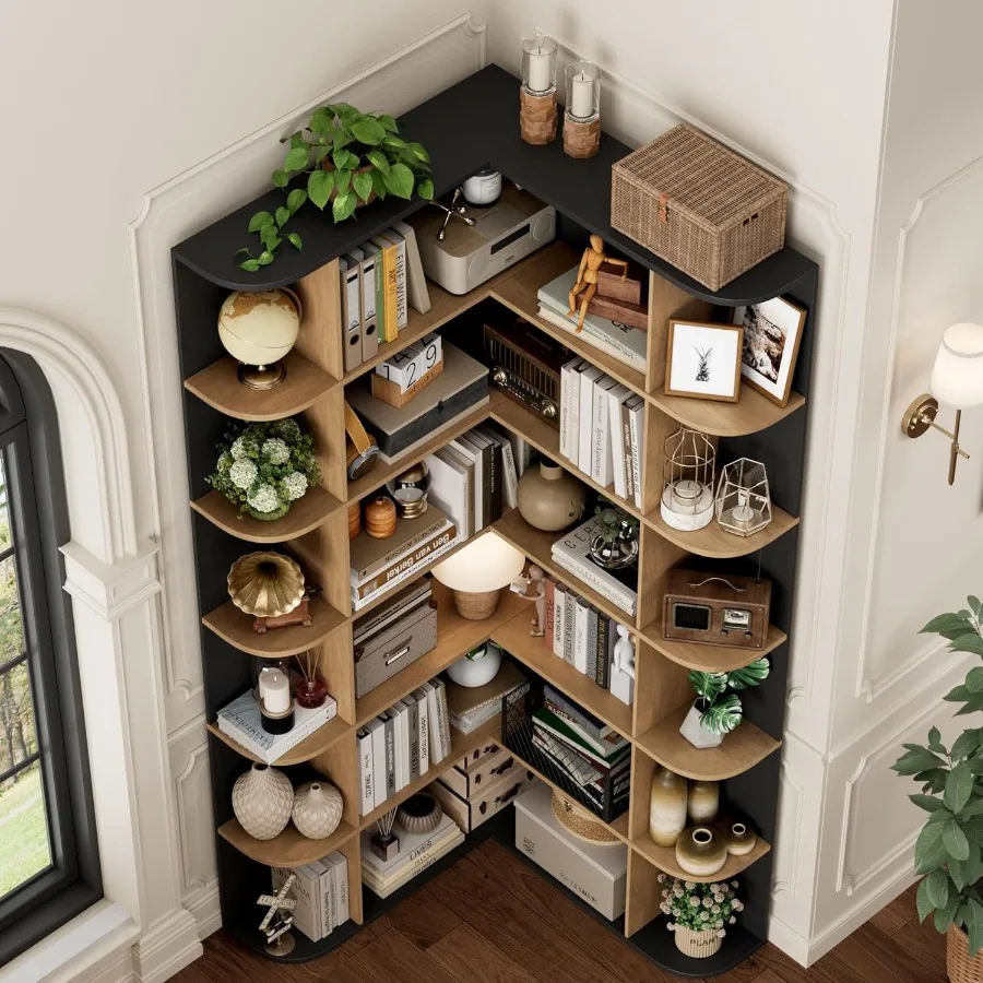 74 رف كتب طويل القامة 6 طبقات رف كتب وخزانة كتب مع تخزين مفتوح خزائن كتب طويلة أرفف تخزين خشبية للمنزل والمكتب T