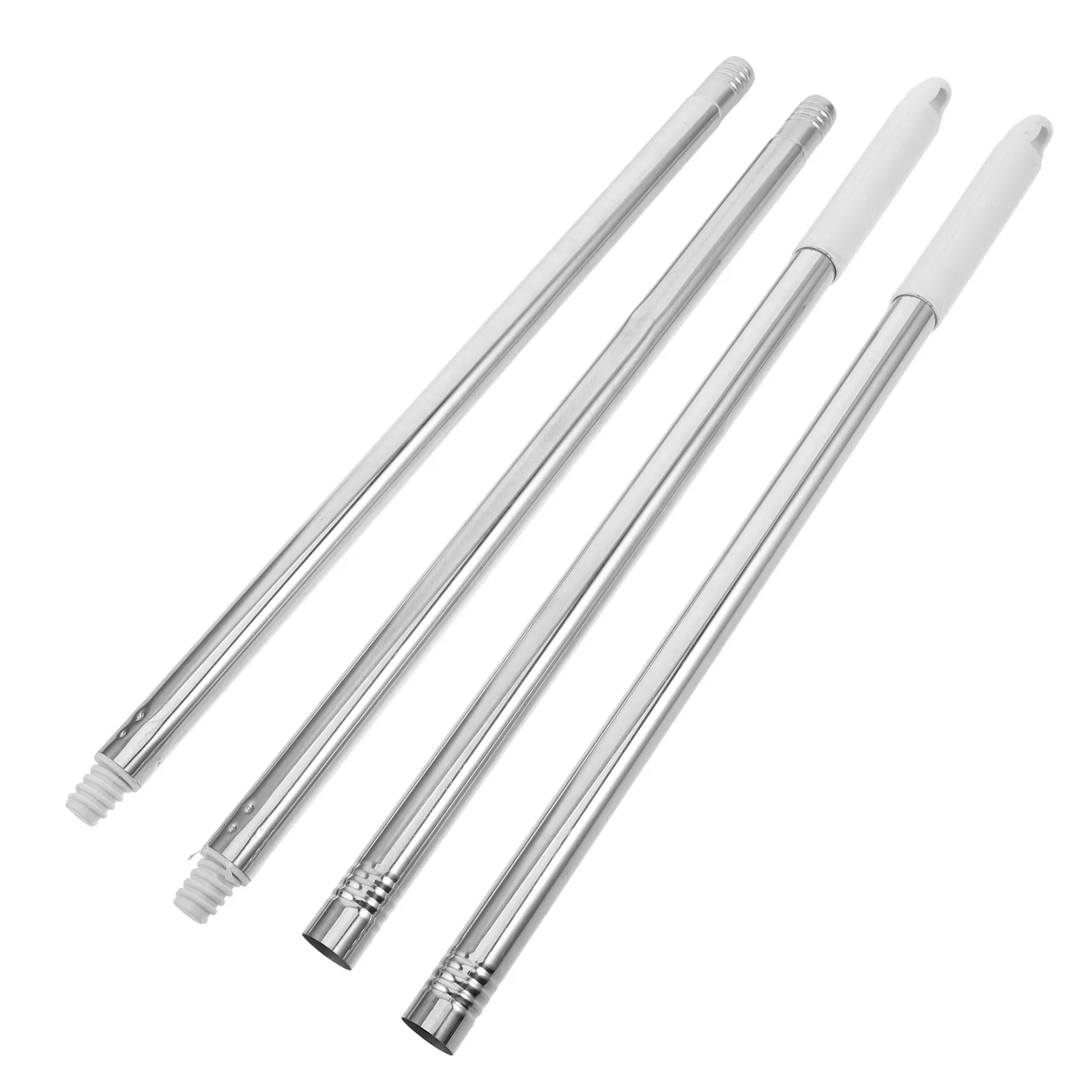2Pcs Stainless Steel Broom Handle Threaded Mop Rod Universal Two-Section Replacement Screw-in Heavy-Duty Cleaning Pole