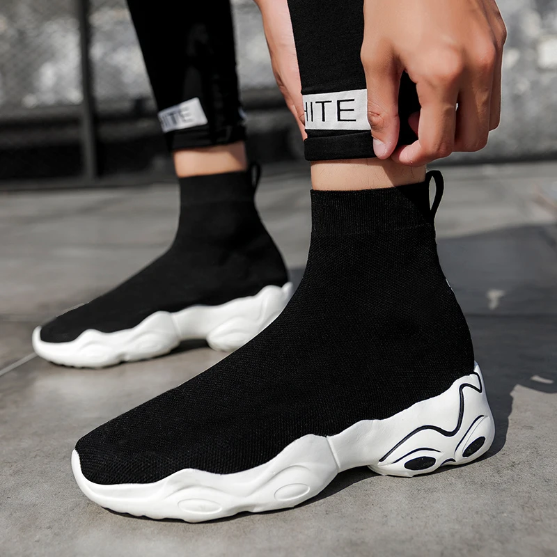 

New Knit Couples Sock Shoes Lightweight Breathable Socks Sneakers Men Large Size 35-47 Comfortable Slip-On Women Casual Sneaker