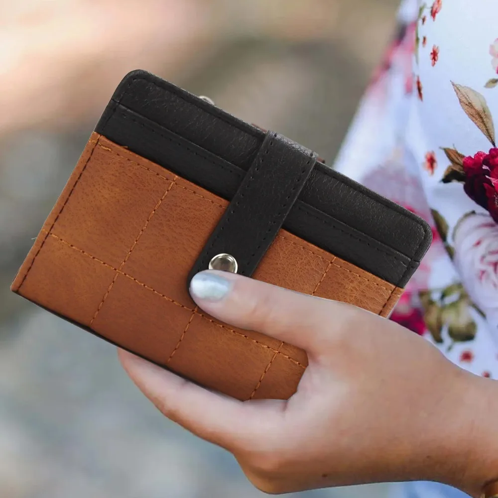 

Casual Korean Style Quilted Clutch Bag Purse Waterproof Women's Short Wallet Multi-card Bit PU Credit Card Holder Outdoor
