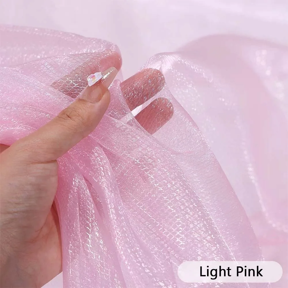 

145*100cm Fish Scale Organza Fabric Handmade Crisp Texture Mesh Fabric Mercerized Finish Fish Scale Pattern