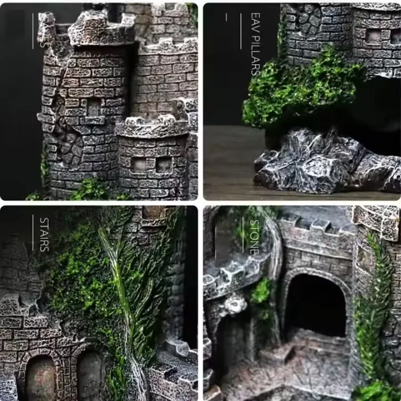 Aquarium Resin Castle Plastic Hidden House Betta Shrimp Turtle - Stone Cave Hidden Fish Tank Accessories